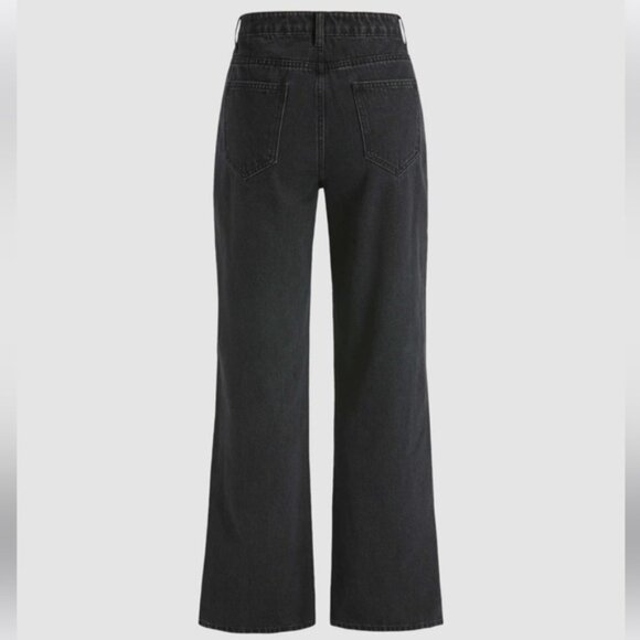 Cider NEW Denim Patchy Jeans Wide Leg Slits Stripe Flare Zip Cotton Colorblock M - Picture 2 of 15